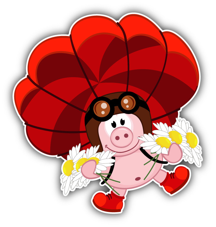 Funny Pig With Parachute Car Bumper Sticker Decal – 3” or 5”