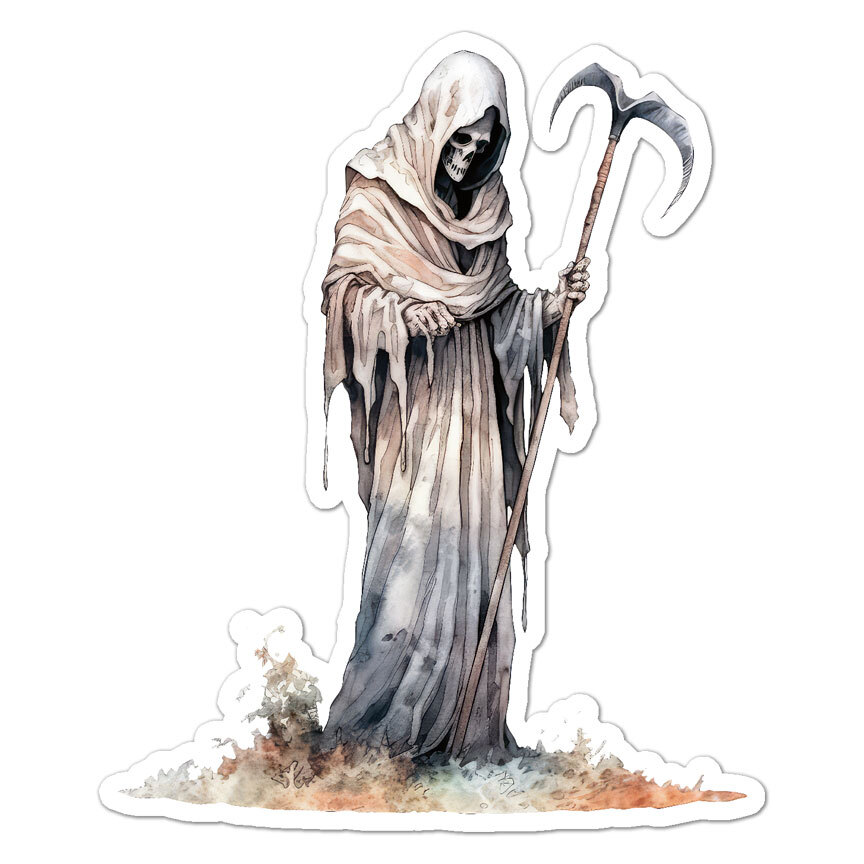 Grim Reaper Death, Vinyl Decal Sticker, Indoor Outdoor, 3 Sizes, #9475