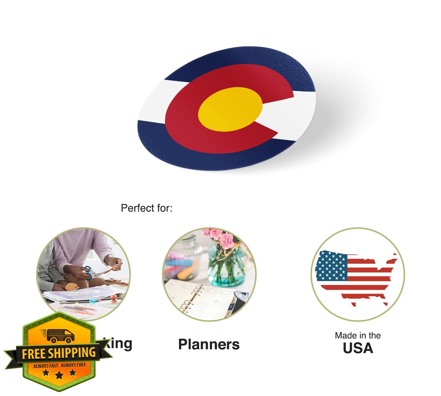 Colorado State Flag Sticker Decal 1″ Round 2 Sheets 50 Pieces
