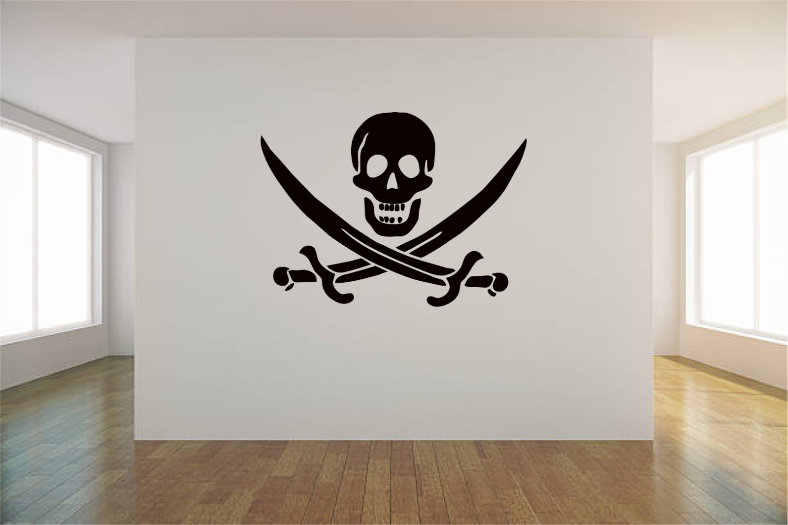 Jolly Roger Pirate Skull Swords Vinyl Wall Sticker Decal 6″x8″ Colors