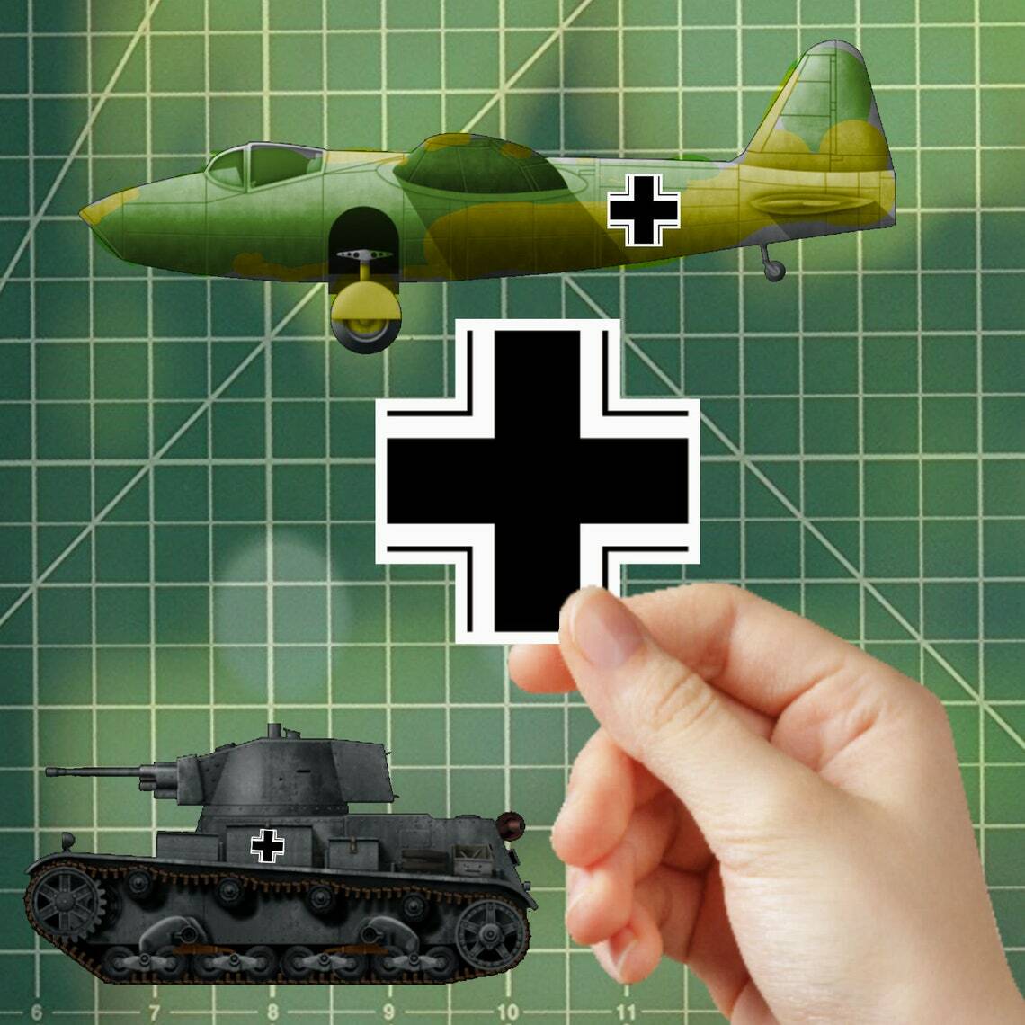 German Balkin Balkenkreuz Iron Cross Peel & Stick Stickers RC Planes – Set of 8