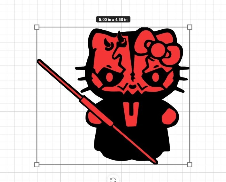 5×4.5 HELLO KITTY DARTH MAUL Style Vinyl Sticker Laptop Star Wars Darthmaul Sith