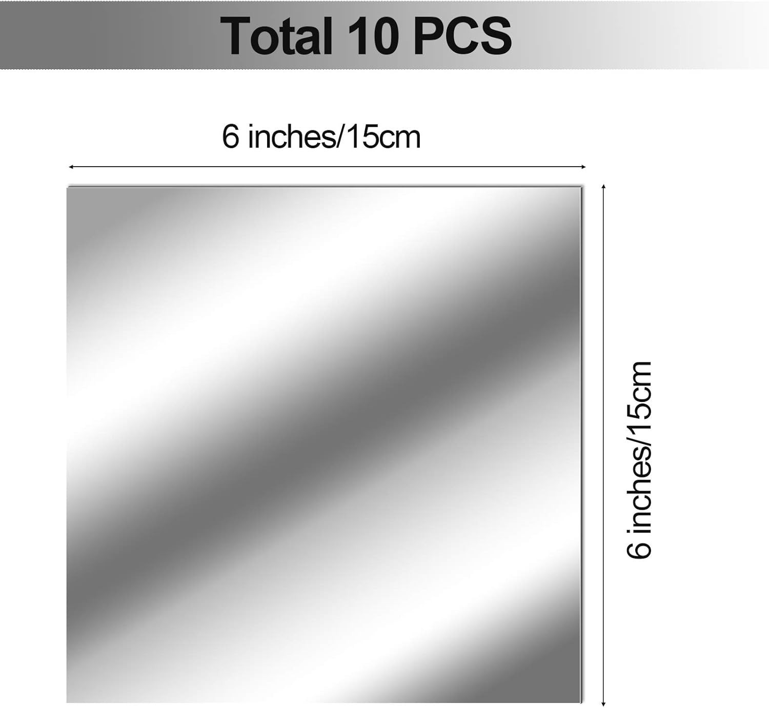 10 Self-Adhesive 6×6 Inch Flexible Mirror Sheets for Elegant Wall Decor