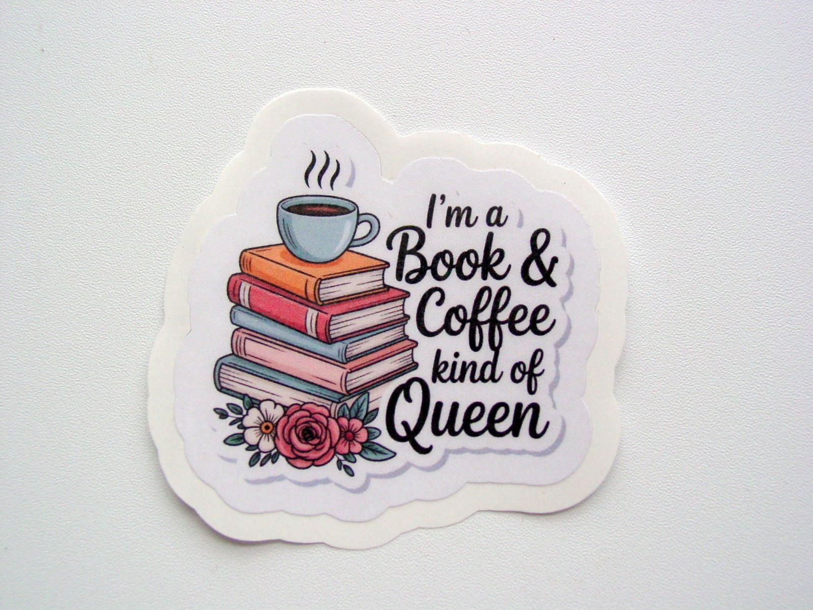 I’m A Book & Coffee Kind Of Queen Sticker, Tumbler Back Window Sticker