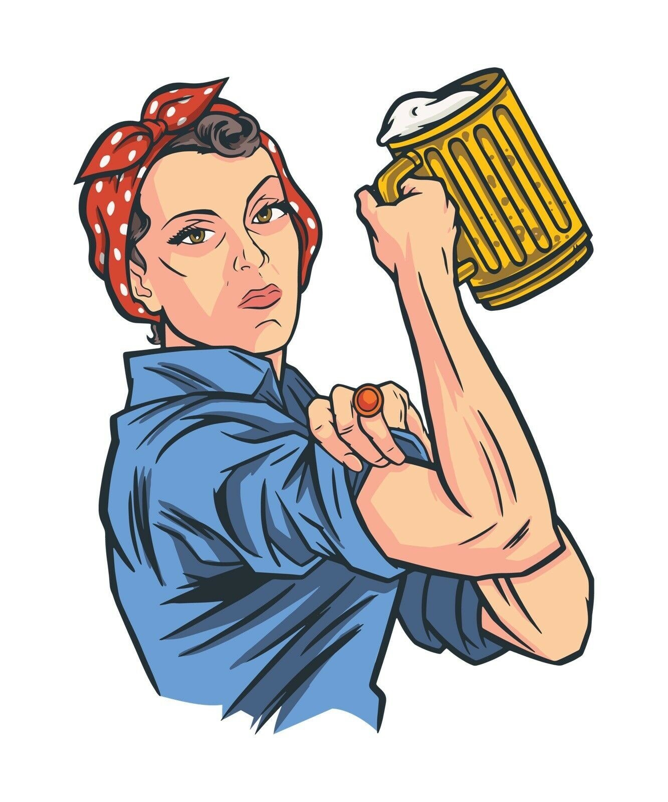 Woman Drinking Beer Rosie Sticker Labels (6) Card Gift Craft Journal Scrapbook