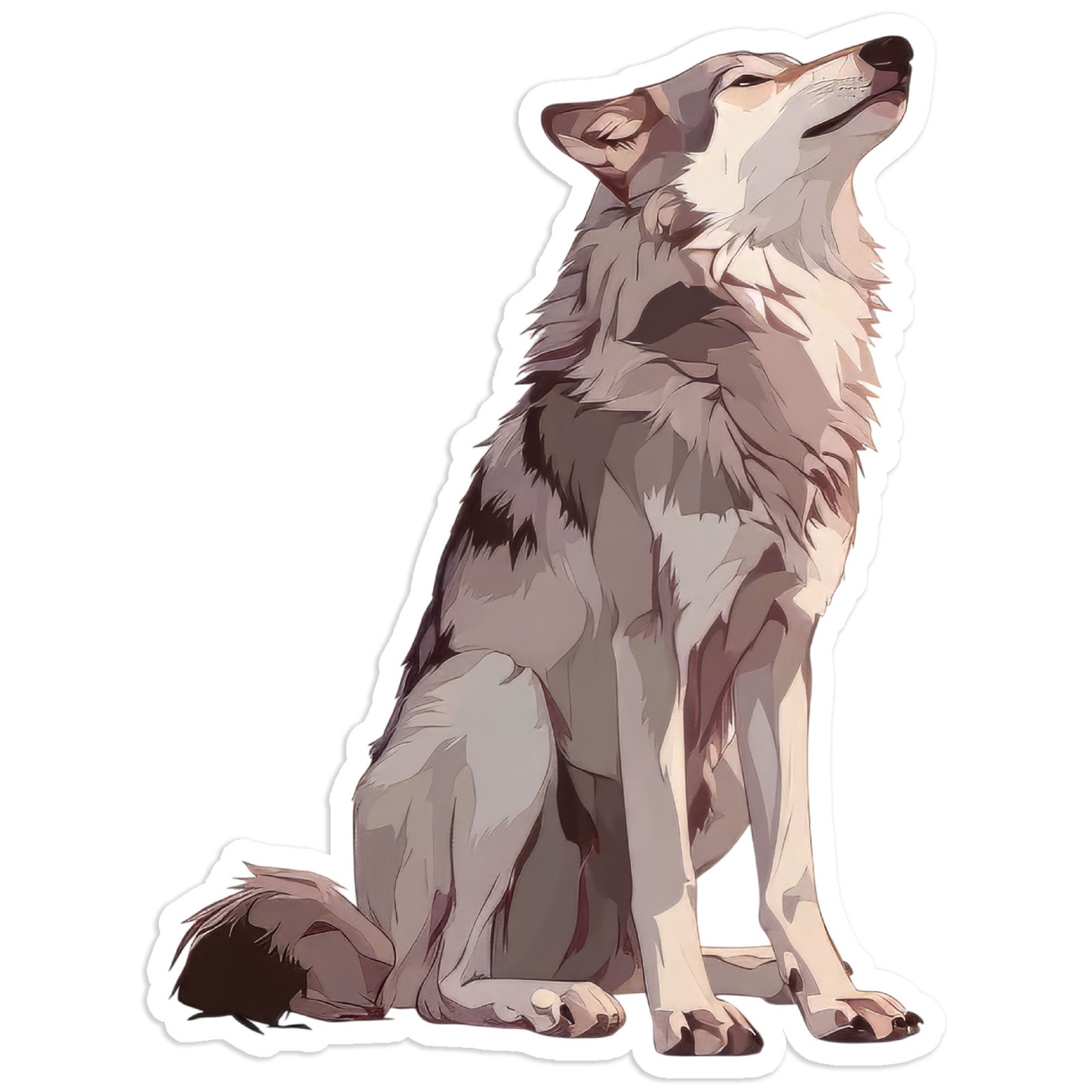 Grey Wolf Sitting – Vinyl Decal Sticker – Car Window Laptop – #54