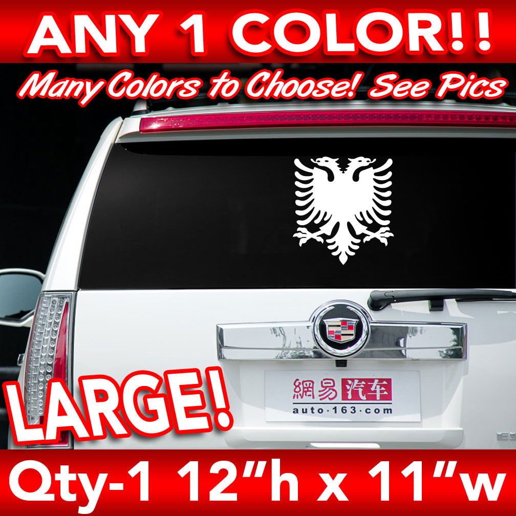 ALBANIA ALBANIAN EAGLE SOLID FLAG WINDOW LARGE DECAL STICKER 12″h x 11″w