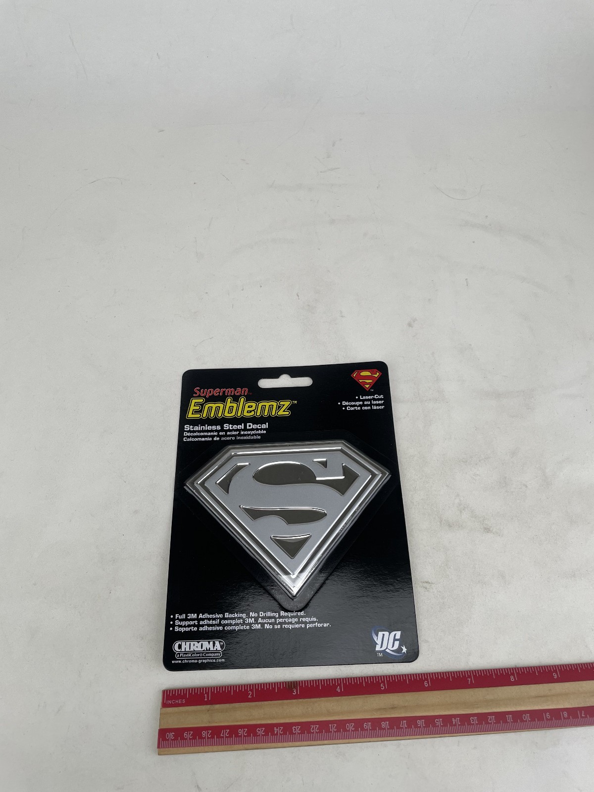 Official Licensed Superman Super Man Stainless Steel Thin Emblem Decal 2 pak