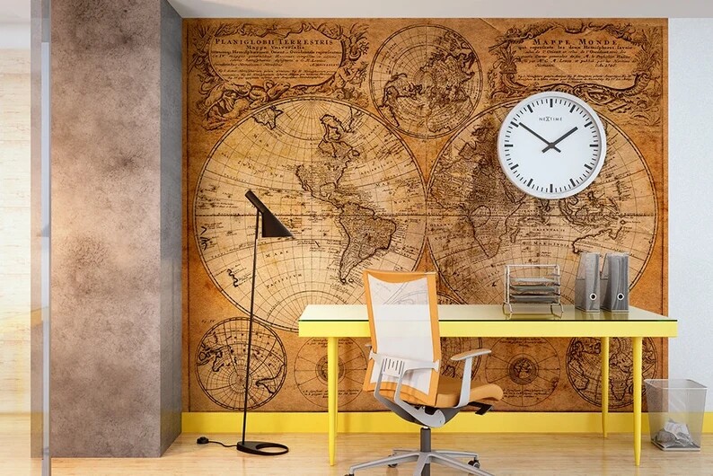 Old World Map Wall Mural Decal. Peel And Stick