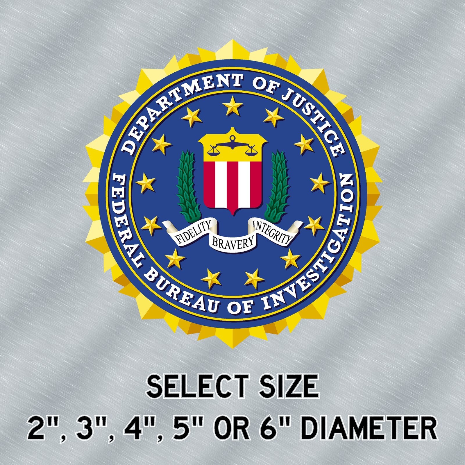 FBI Seal Laminated Sticker Choose from 2″, 3″, 4″, 5″ or 6″ Sizes for Laptop