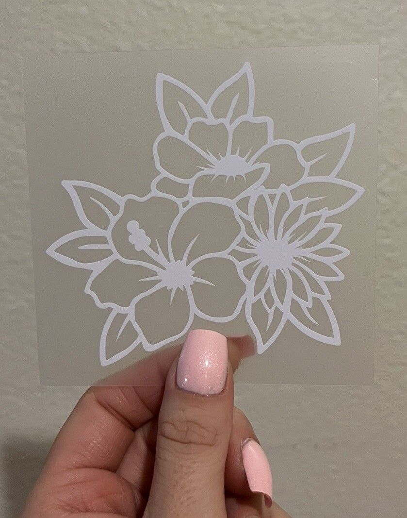 White Flower Accessories For Stanley Cup 40oz 30oz Vinyl 3 In Sticker Decal