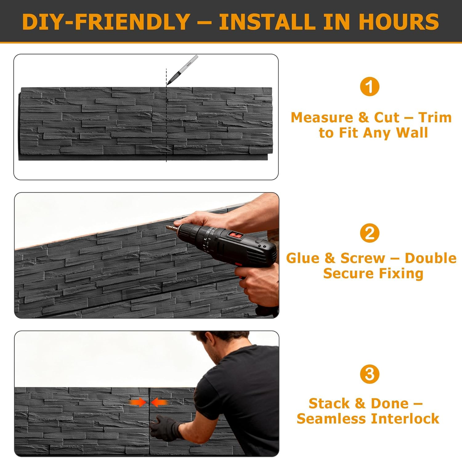 ROOMTEC 6-Packs Faux Stone Wall Covering Panels for Interior and Exterior Decor,