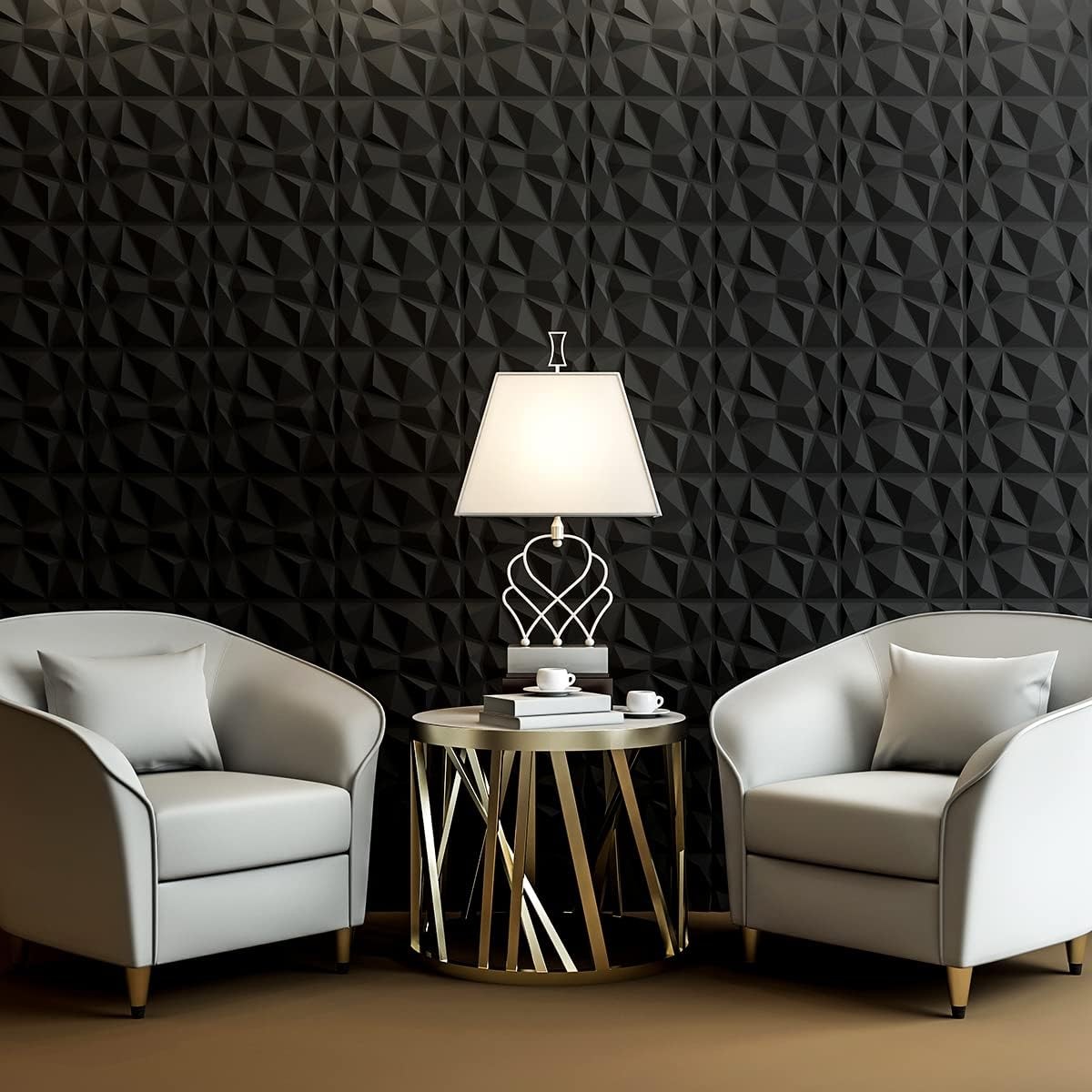 10PCS 3D Wall Panels Diamond Design Textured Accent PVC Wall Background Decor