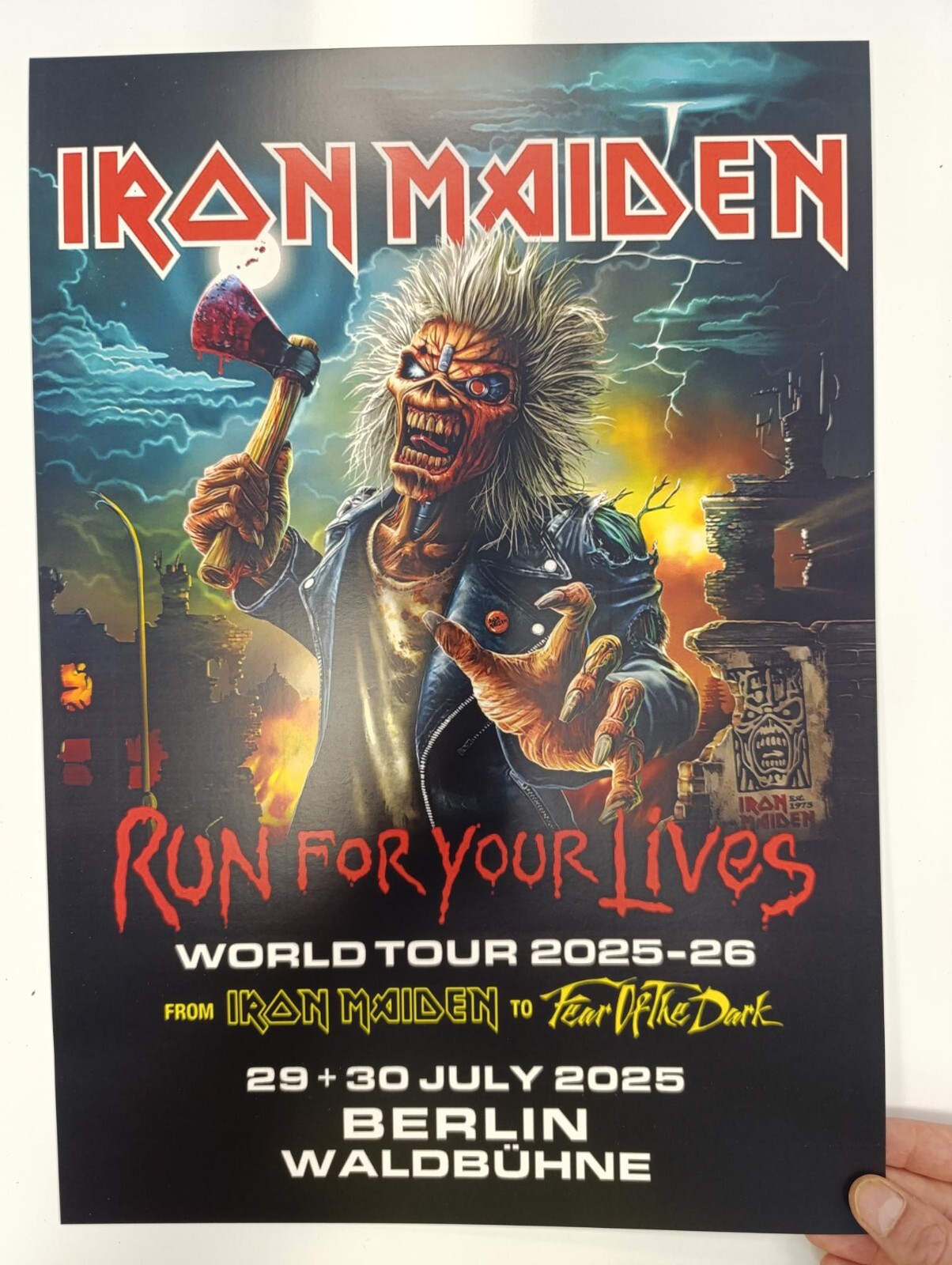 Iron Maiden Poster Run For Your Lives Tour 2025 – 2026 Berlin London UK Dutch