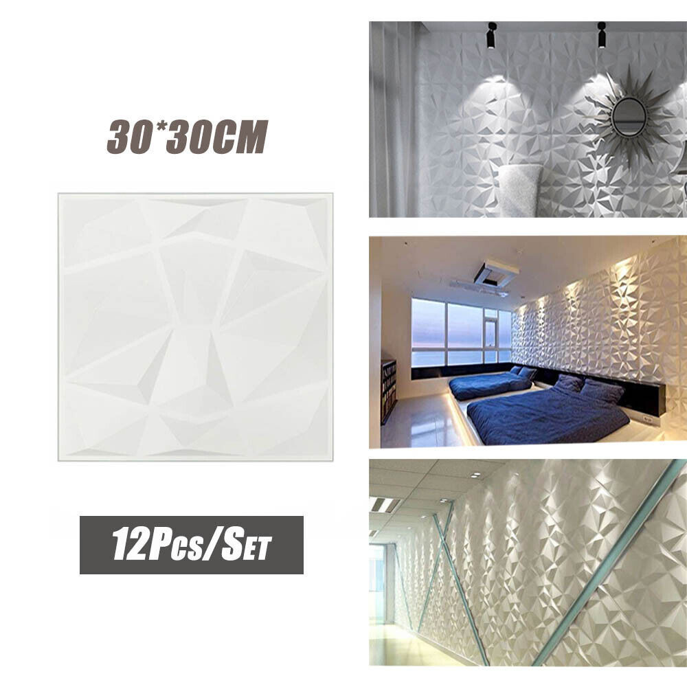 12PCS/Set Art 3D Decorative Wall Panel DIY Luxury Diamond Design Ceiling 30×30cm