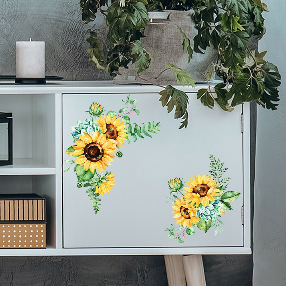 Transparent Border Vinyl Home Art Decal Decor Sunflowers Butterfly Wall Stickers