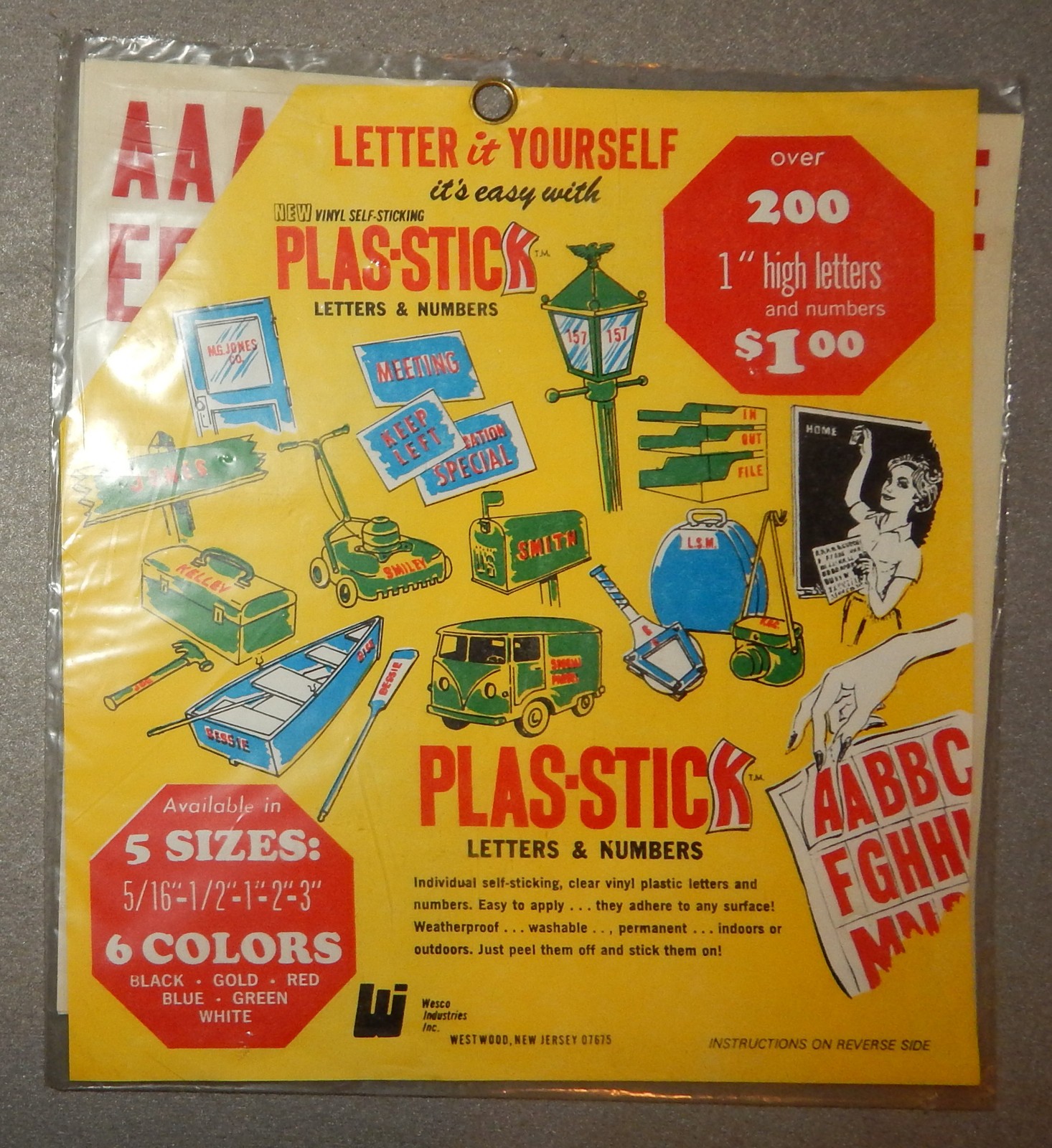 Vintage 1″ PLAS-STICK Red Letters & Numbers, 200+ pieces – new old stock