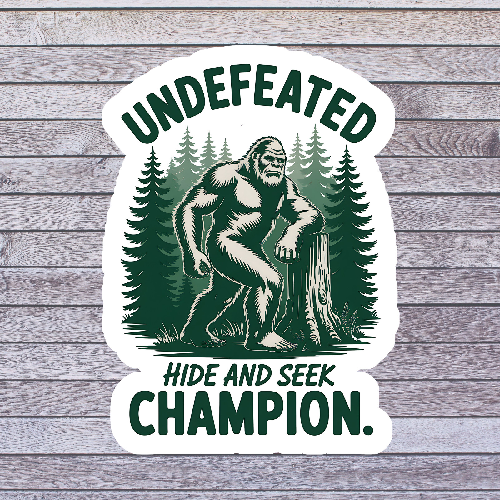 Bigfoot Hide and Seek sticker vinyl decal sasquatch funny forest art