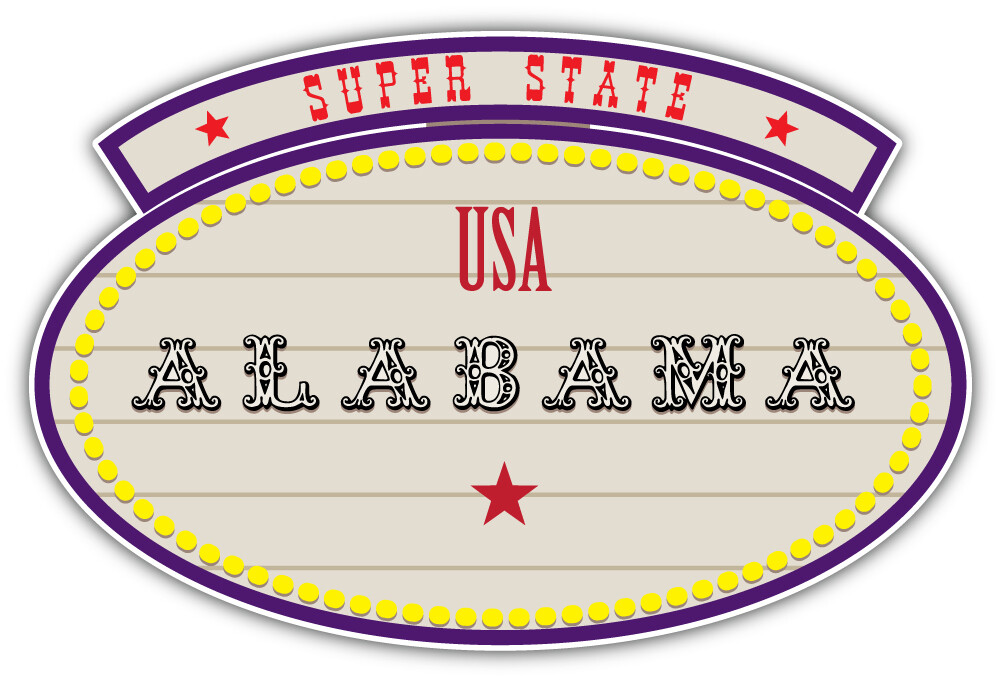 Alabama USA Super State Retro Badge Car Bumper Sticker Decal ”SIZES”