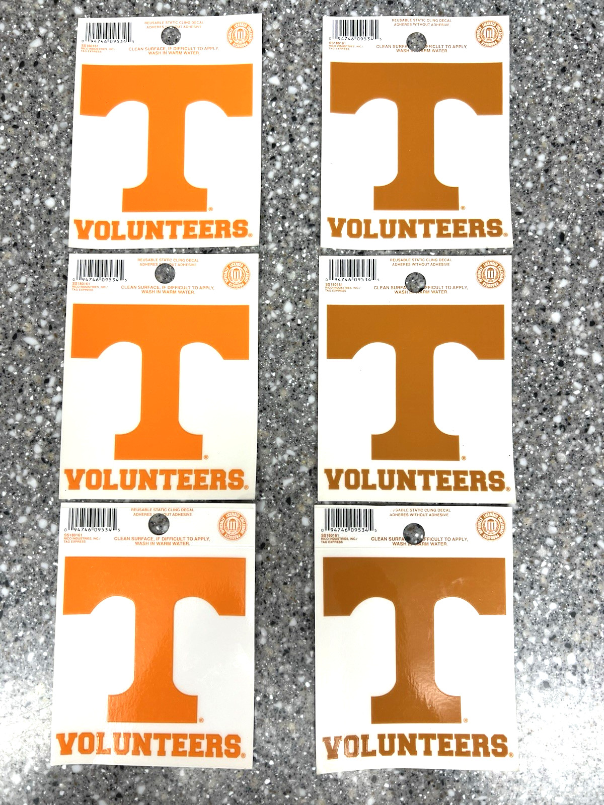 3 TENNESSEE VOLUNTEERS 3 1/2″ x 3 3/4″ Reuseable Cling Decals (2 Colors Choice )