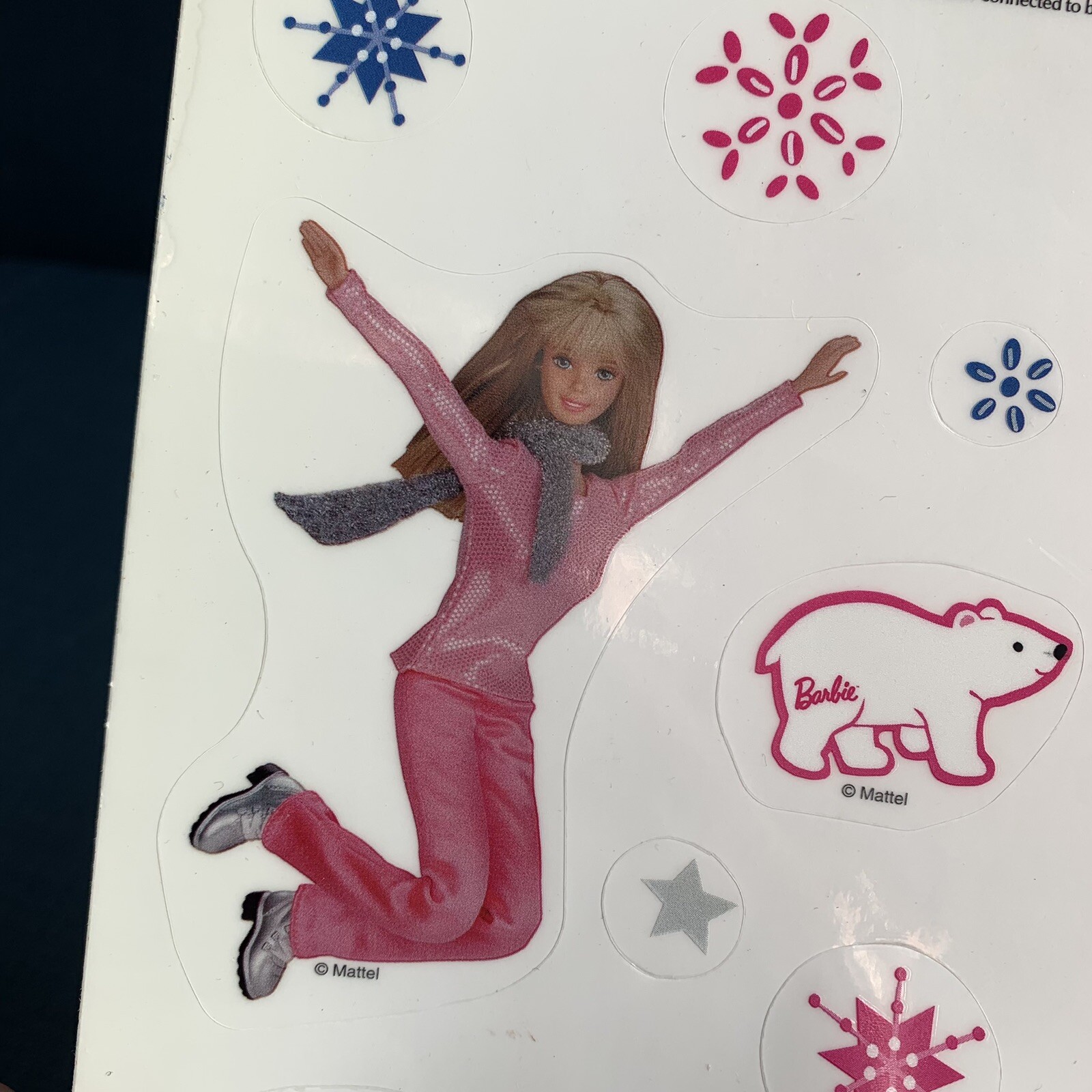 Barbie Static Cling Window Decor Winter Snow Christmas Mattel 1999