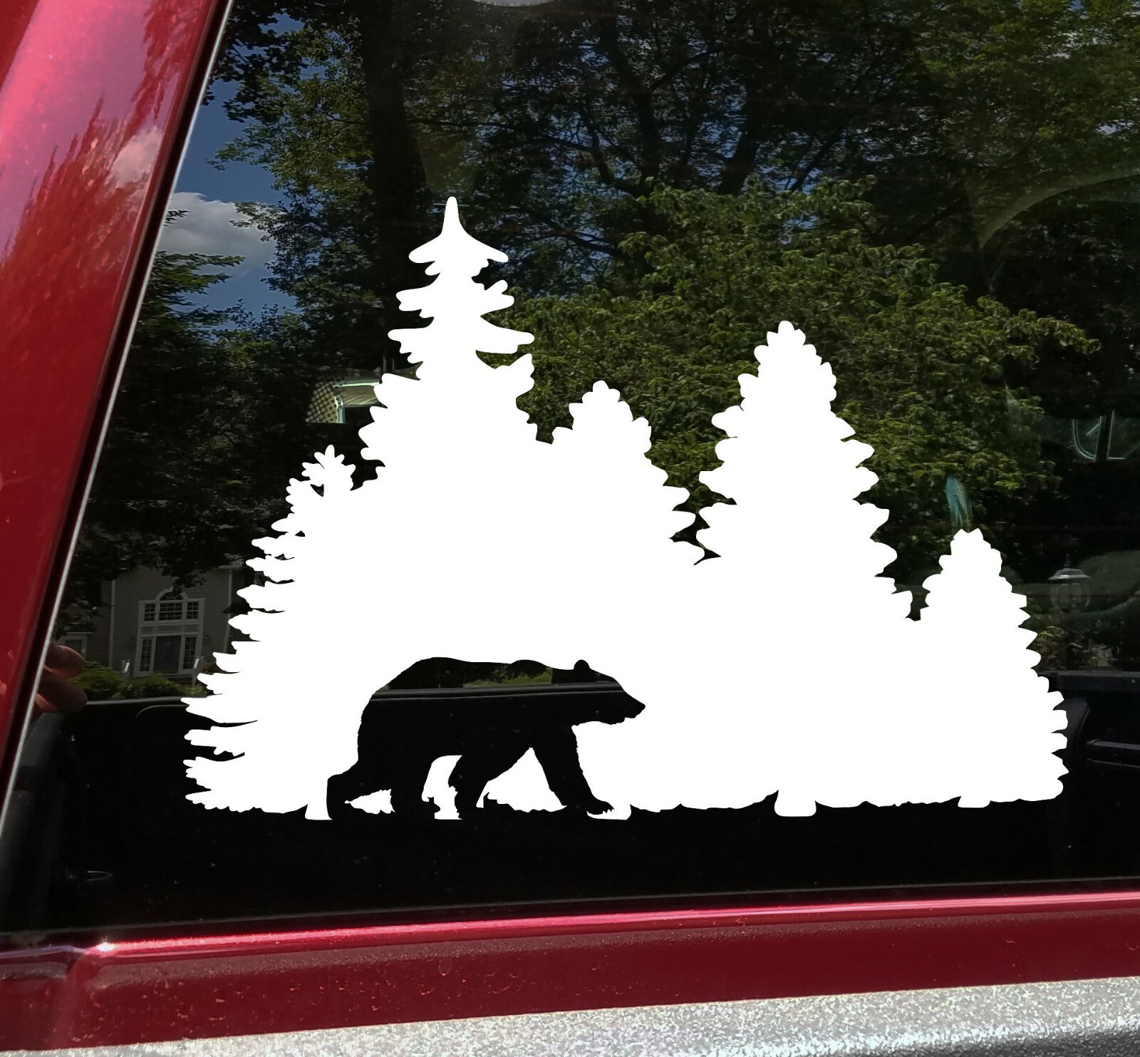 Bear in Tree Line V1 Vinyl Decal | Forest Grizzly Trees | Die Cut Sticker