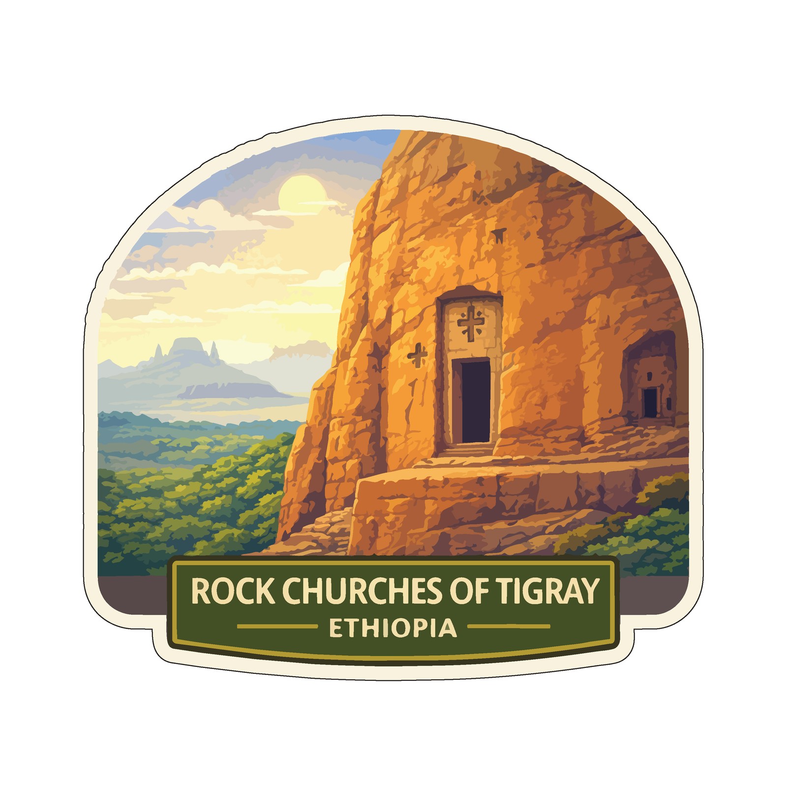 Rock Churches of Tigray Ethiopia Sticker Decal Vinyl Die-Cut World Heritage