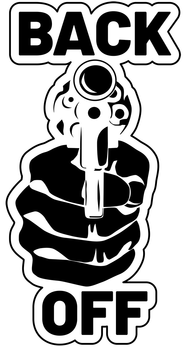 BACK OFF GUN Color on White Vinyl Decal Sticker Car Window Laptop