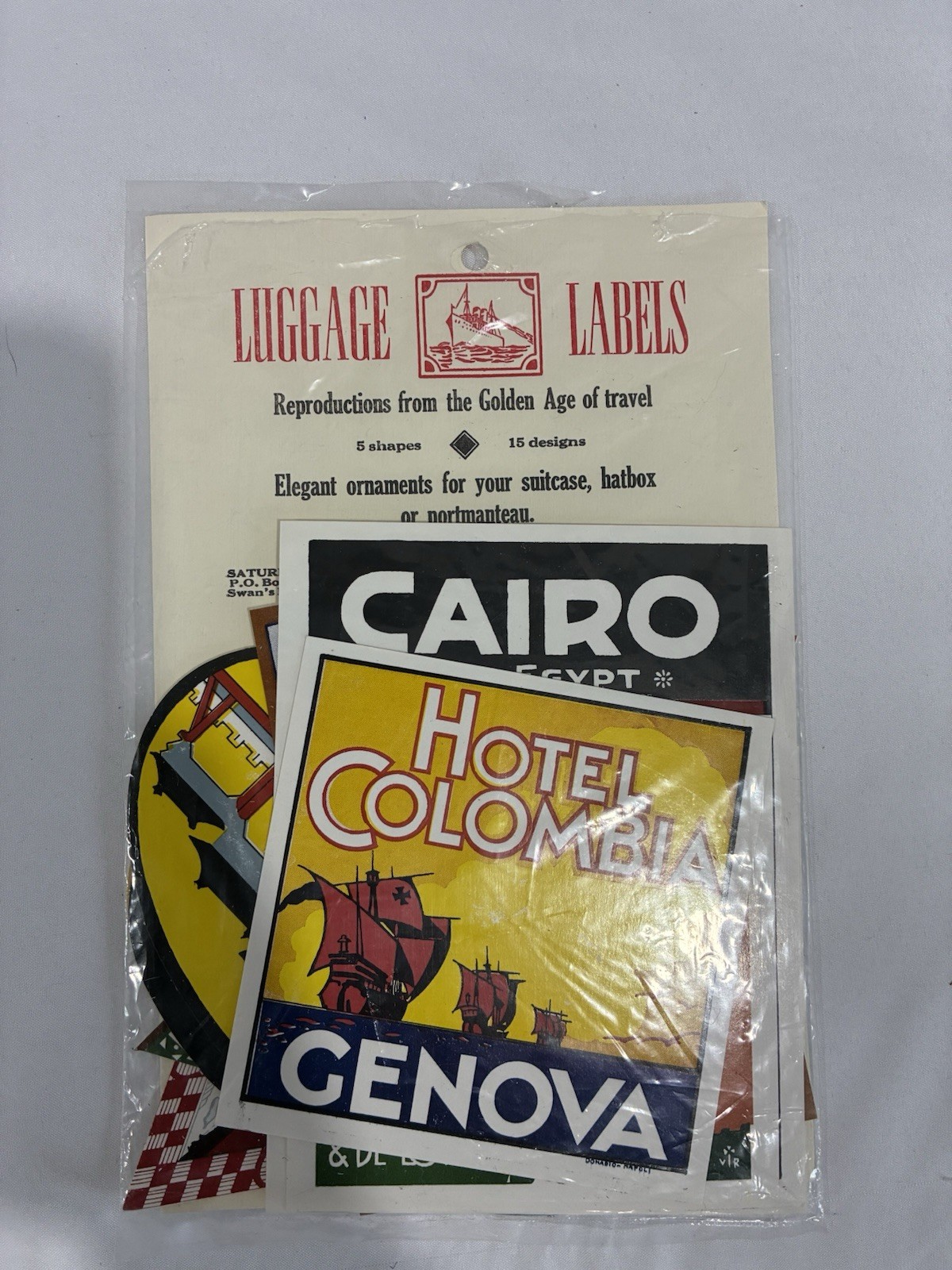 Hotel Luggage Labels Golden Age of Travel Set of 14 Reproduction Stickers Saturn