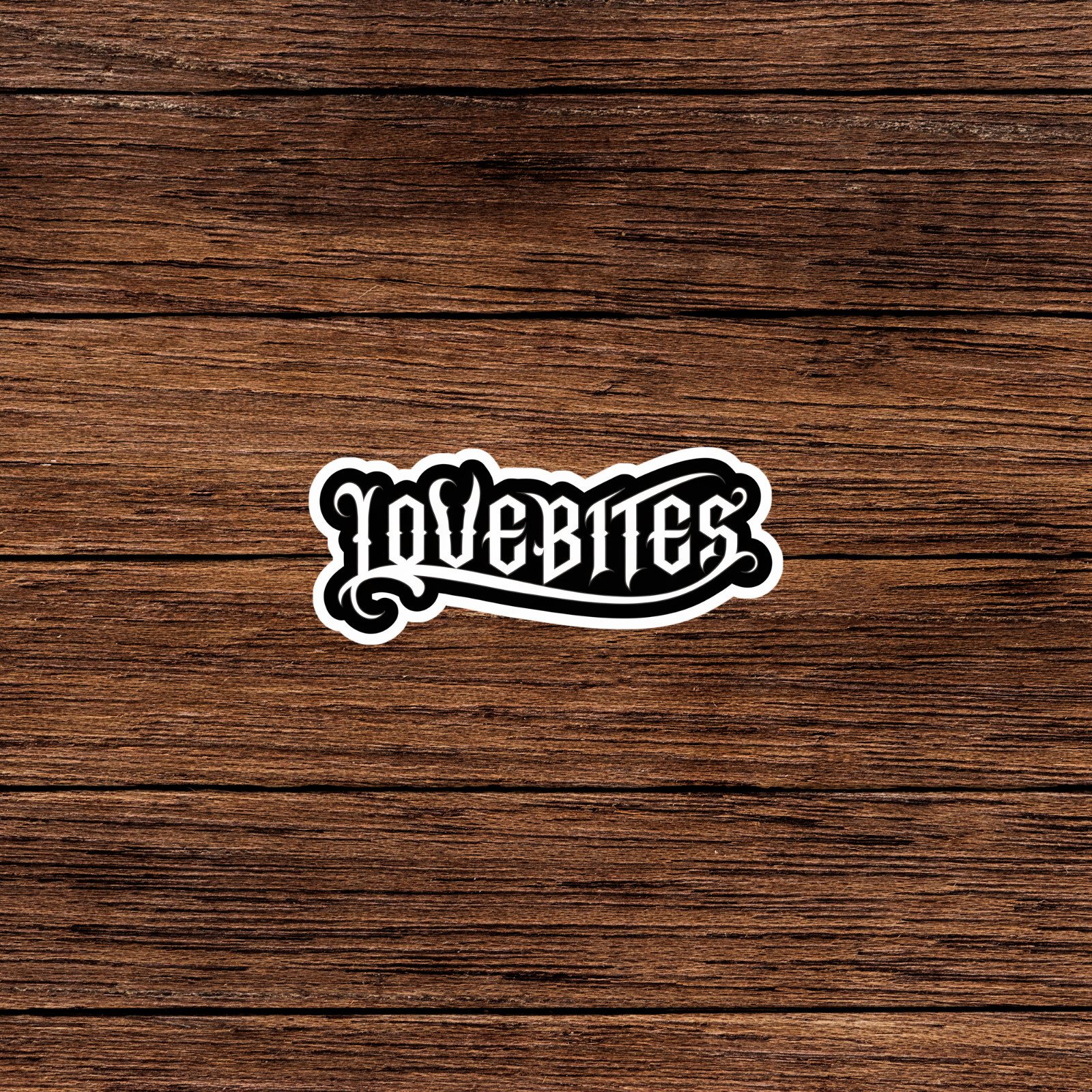 Lovebites Gothic Ambigram Sticker – Romantic Vampire Decal #2591