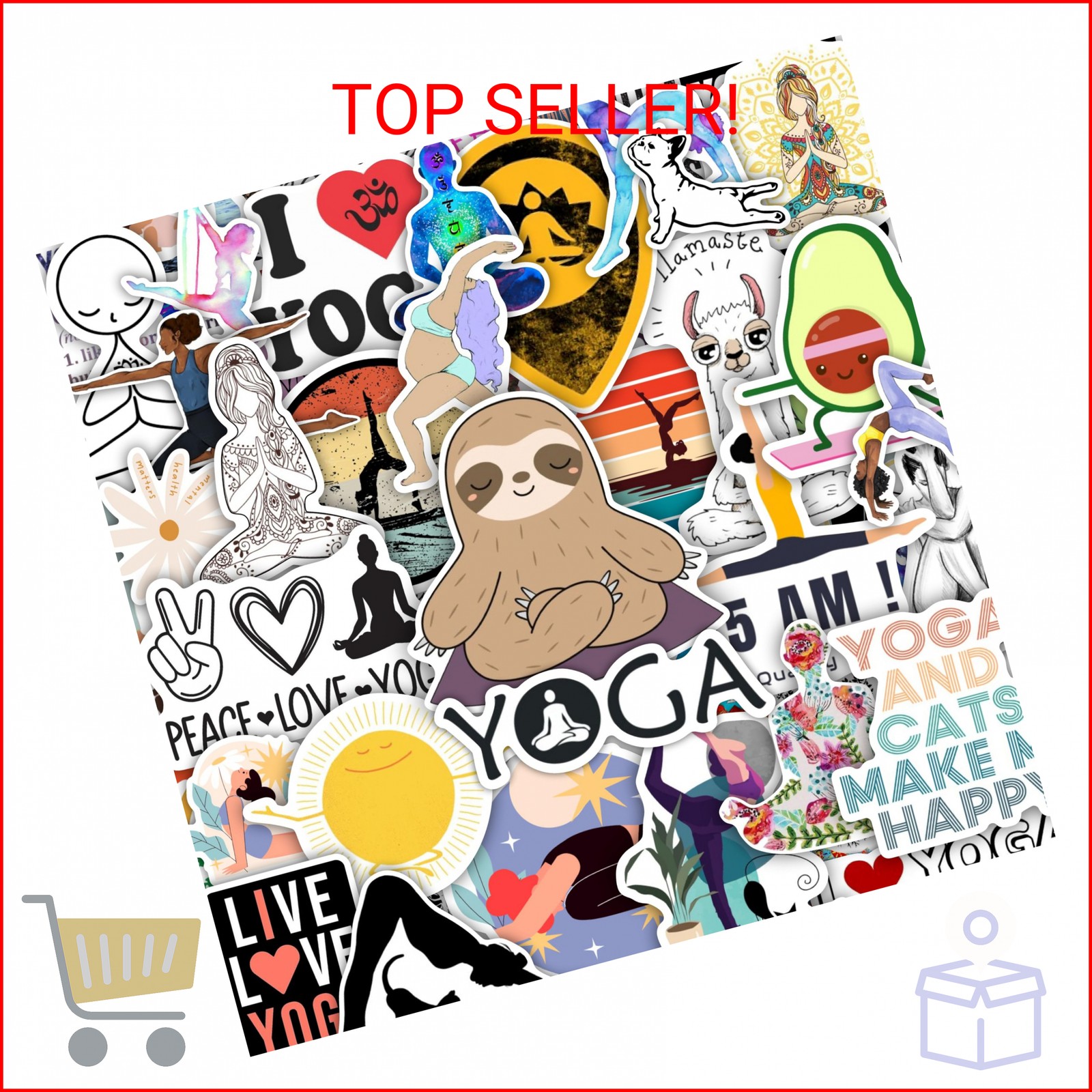 BulbaCraft 100Pcs Yoga Stickers and Decals for Laptop and Water Bottles – Yoga G