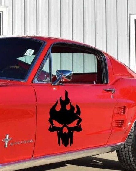 Flaming Skull Car/ Wall Decal- large size