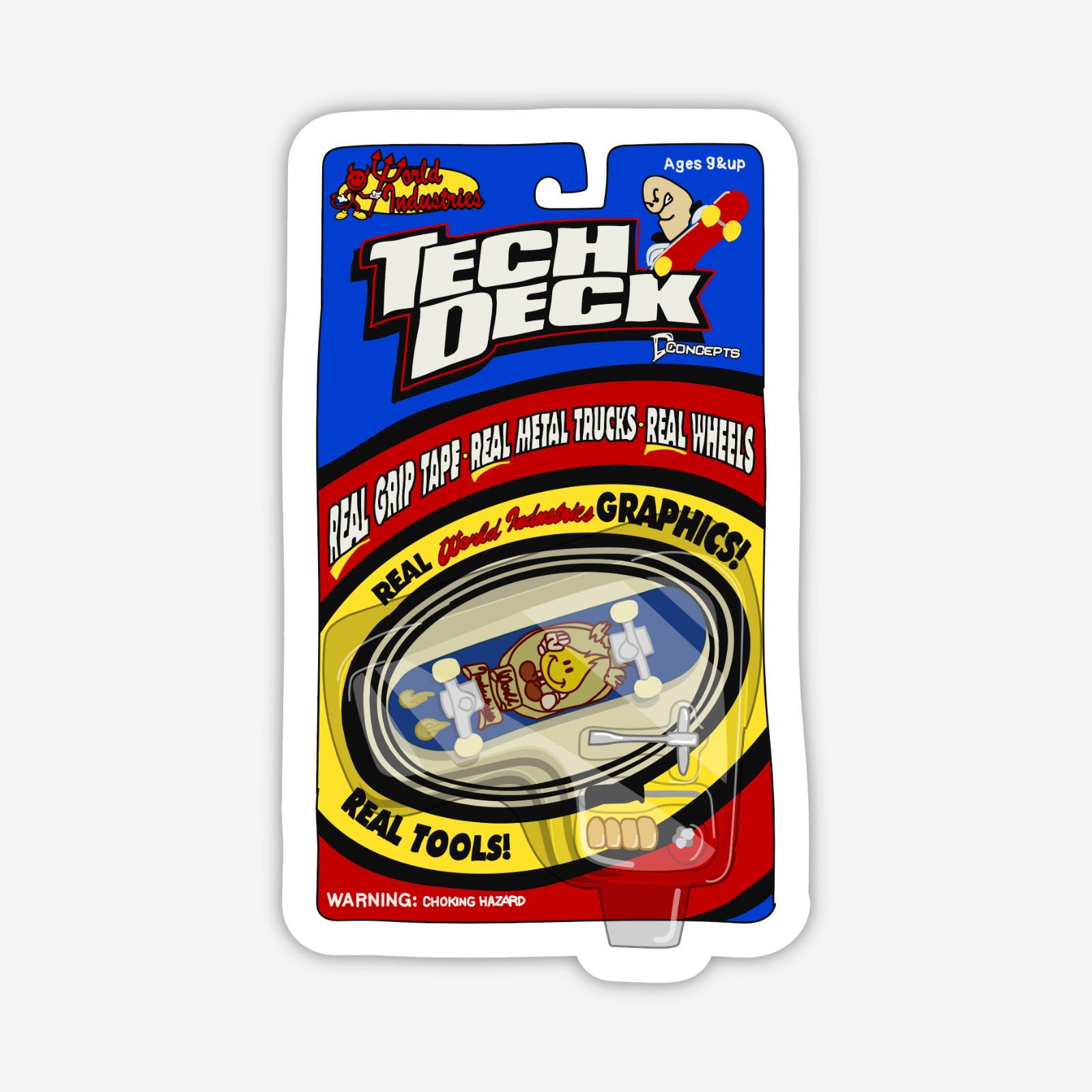3″ TechDeck Sticker World Industries 90’s Skateboarding Decals Matte Finish