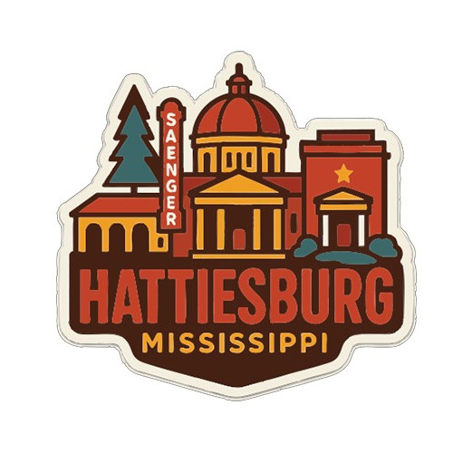 Hattiesburg Mississippi Sticker Decal Vinyl Die-Cut City Skyline Landmark Design