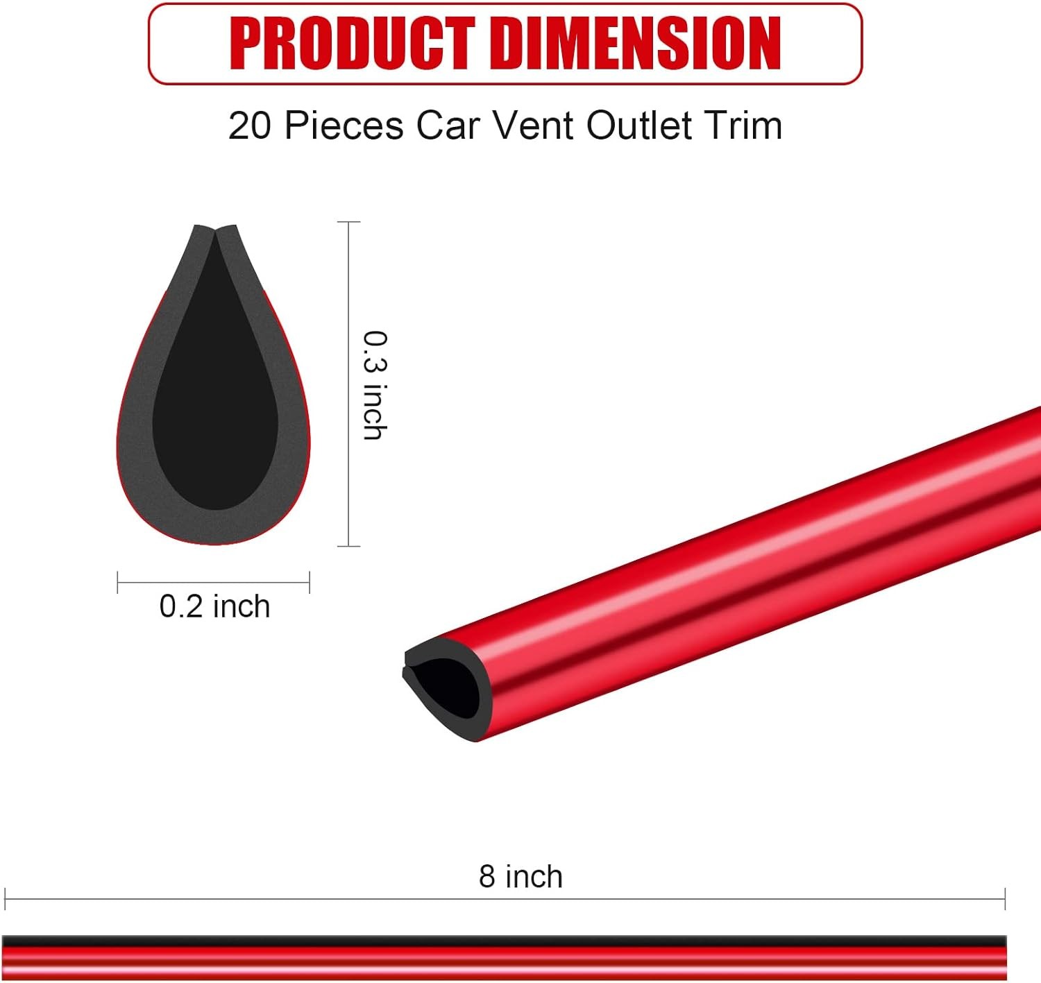 20 Pieces Universal Car Air Vent Trim Strip Red