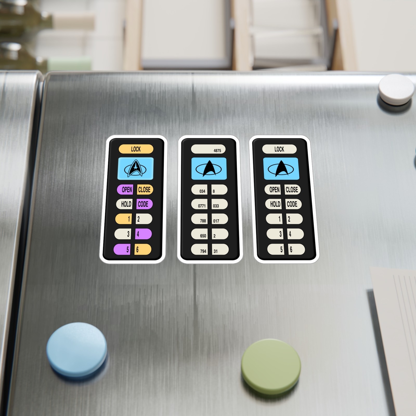 Starship Door Chime Lock Controls LCARS Pad Prop Sticker Decals