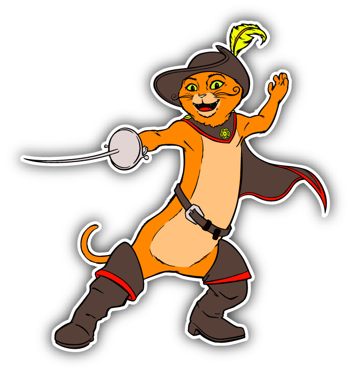 Shrek Puss in Boots Cartoon Car Bumper Sticker Decal 4” x 5”