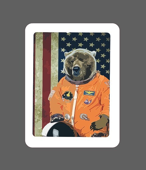 Grizzly Astronaut Sticker Wink Waterproof – Buy Any 4 For $1.75 Each Storewide!
