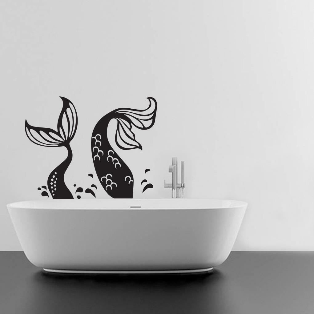MERMAID SPLASH Decal WALL STICKER Bathroom Bedroom Decor Art Stencil ST317