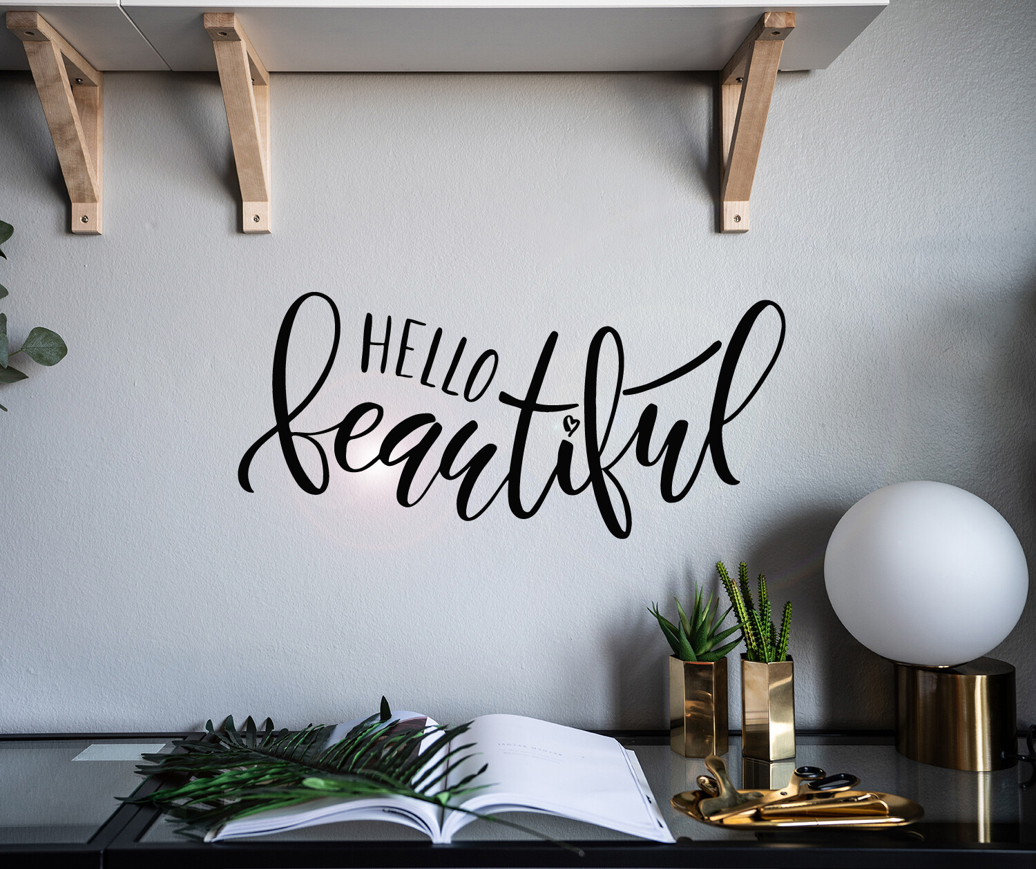 Vinyl Wall Decal Hello Beautiful Home Interior Stickers 22.5 in x 10 in gz158