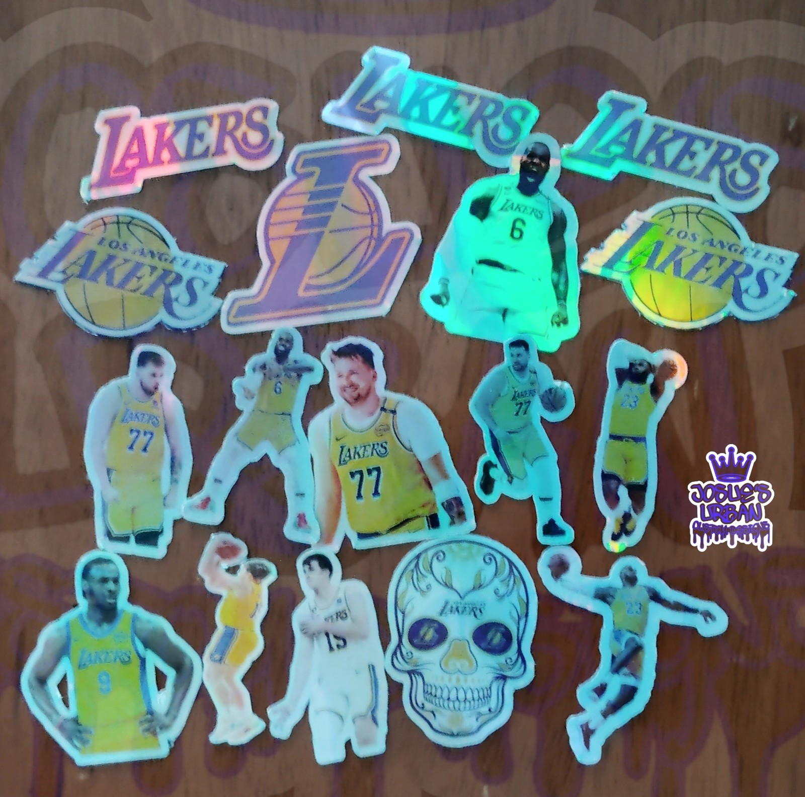 16pcs Lakers Holographic Stickers
