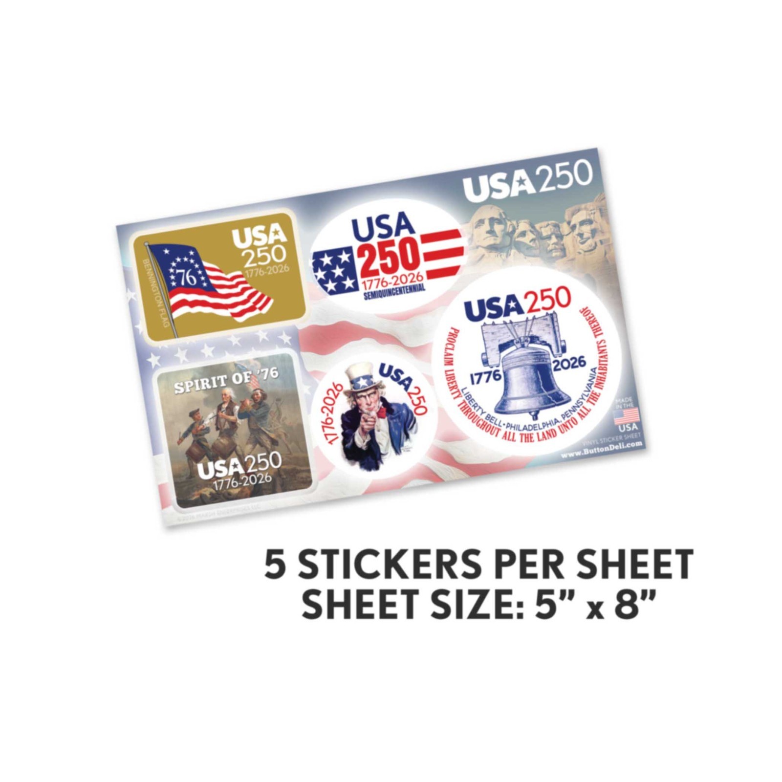 10 Die Cut Sticker Sheets – CLASSIC America, Semiquincentennial, 250 Freedom USA