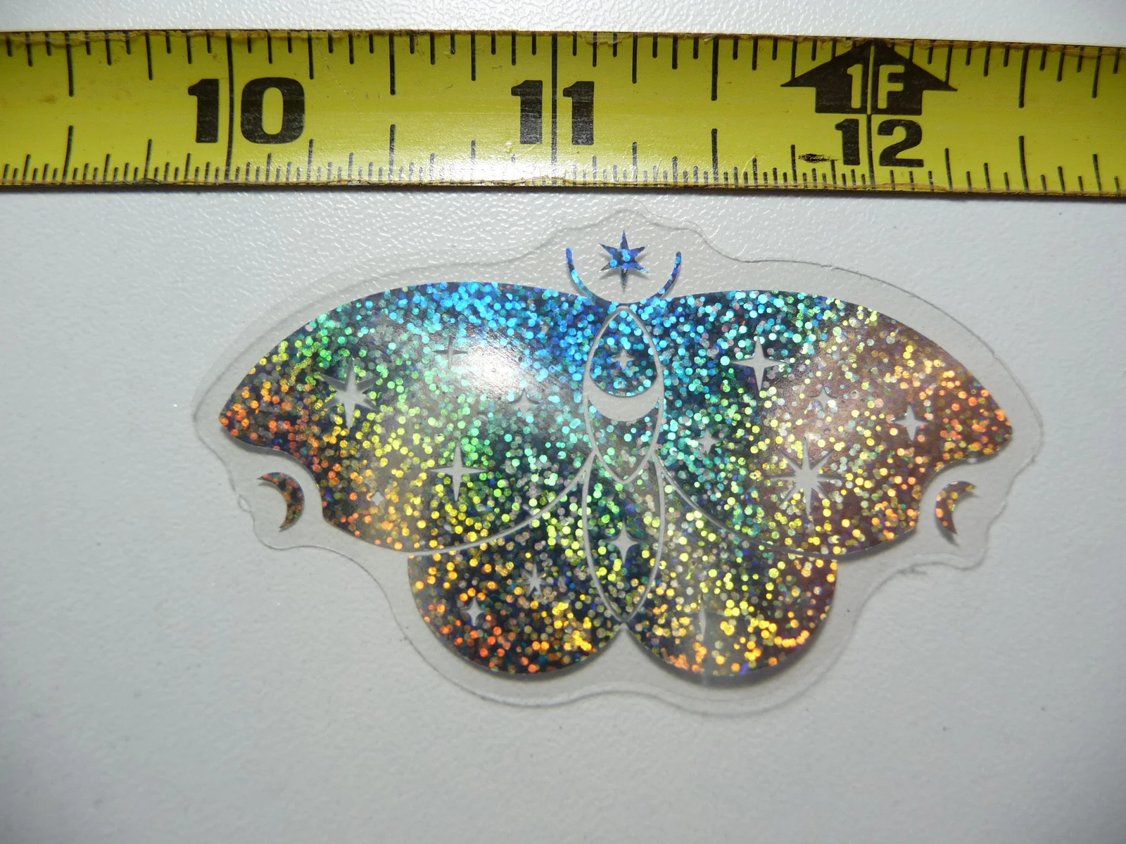 MYSTICAL MOTH MOONS HOLOGRAPHIC SMALL STICKER CELESTIAL DECAL AMAZING