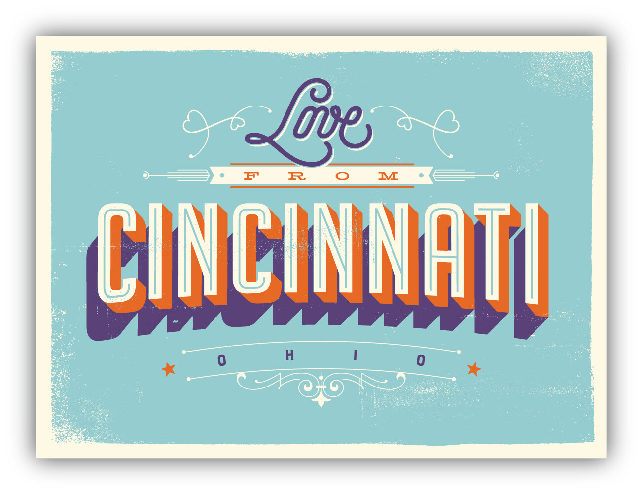 Love From Cincinnati Ohio USA Vintage Vinyl Sticker Decal