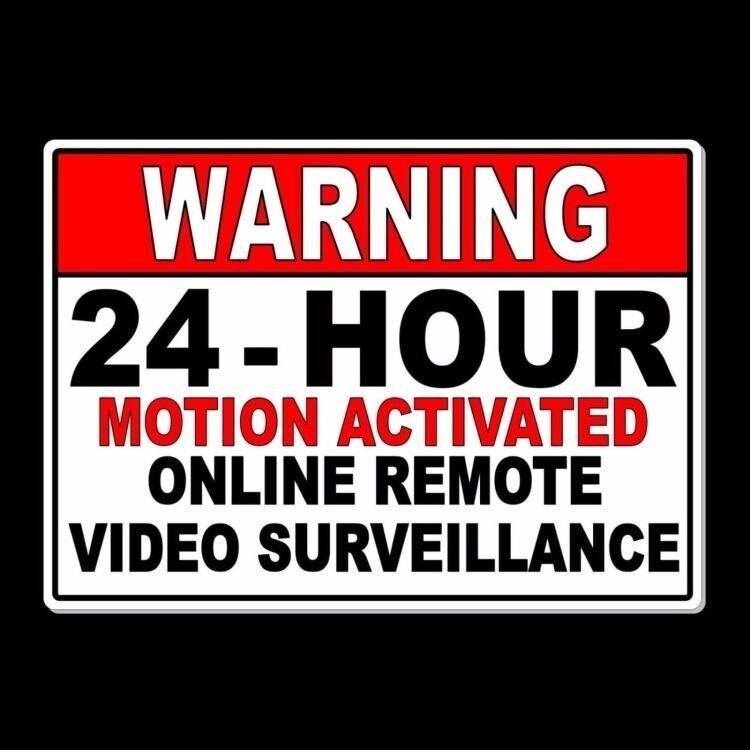 Warning 24 hour motion activated online remote video surveillance metal sign m18