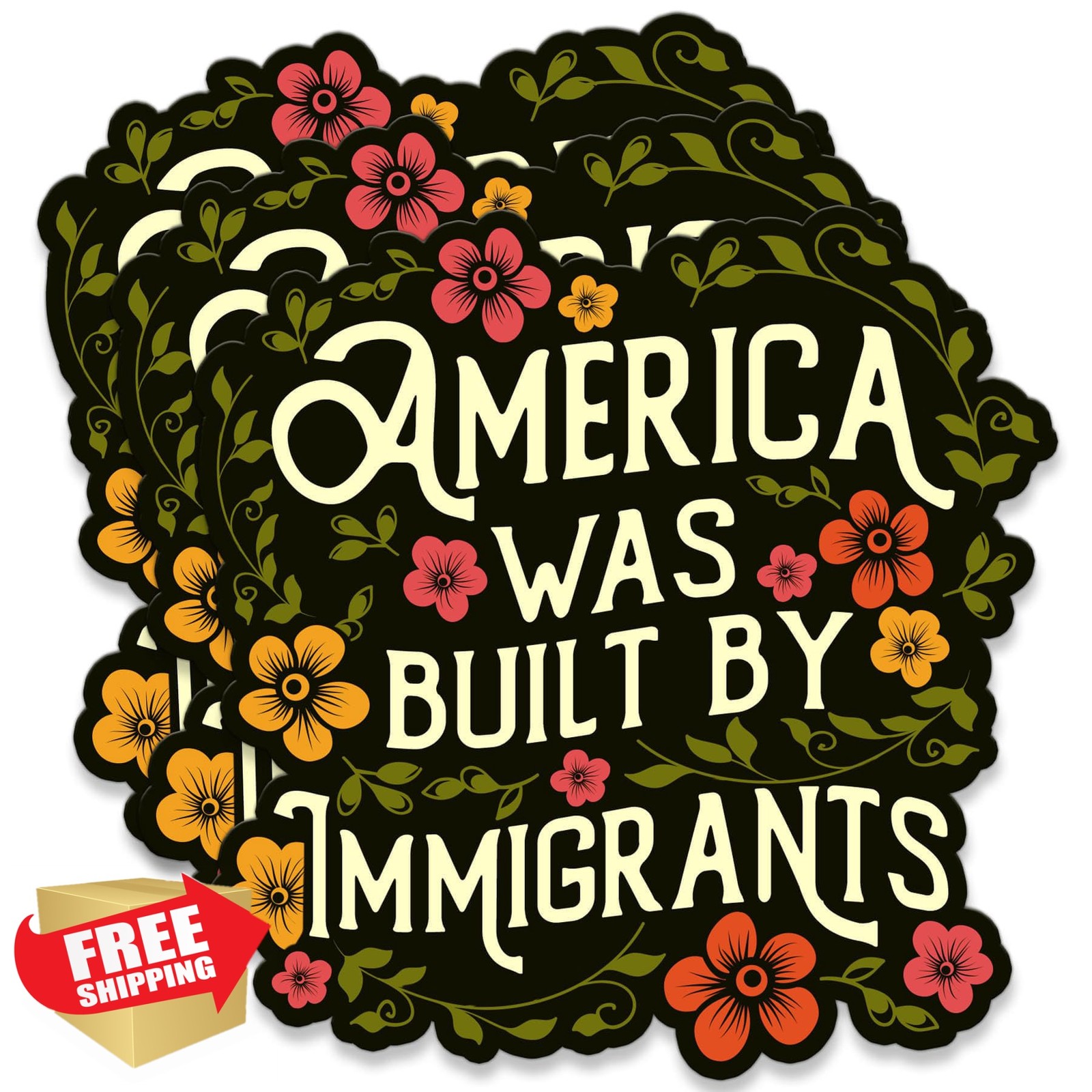 BECGIESTICKER 3 Pack Immigrants Quote Vinyl Decal 2 Inch