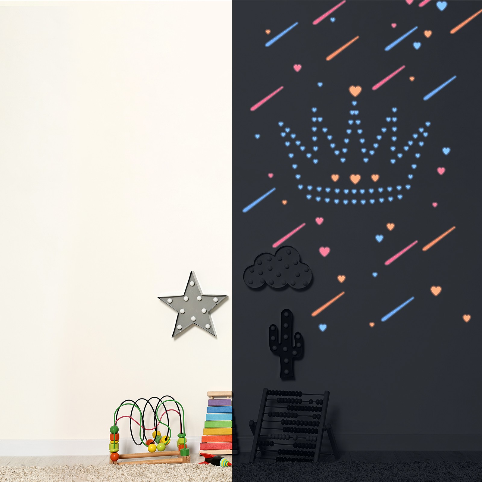 32 Pcs Glow in the Dark Star Stickers, Shooting Star Luminous Decor, Orange