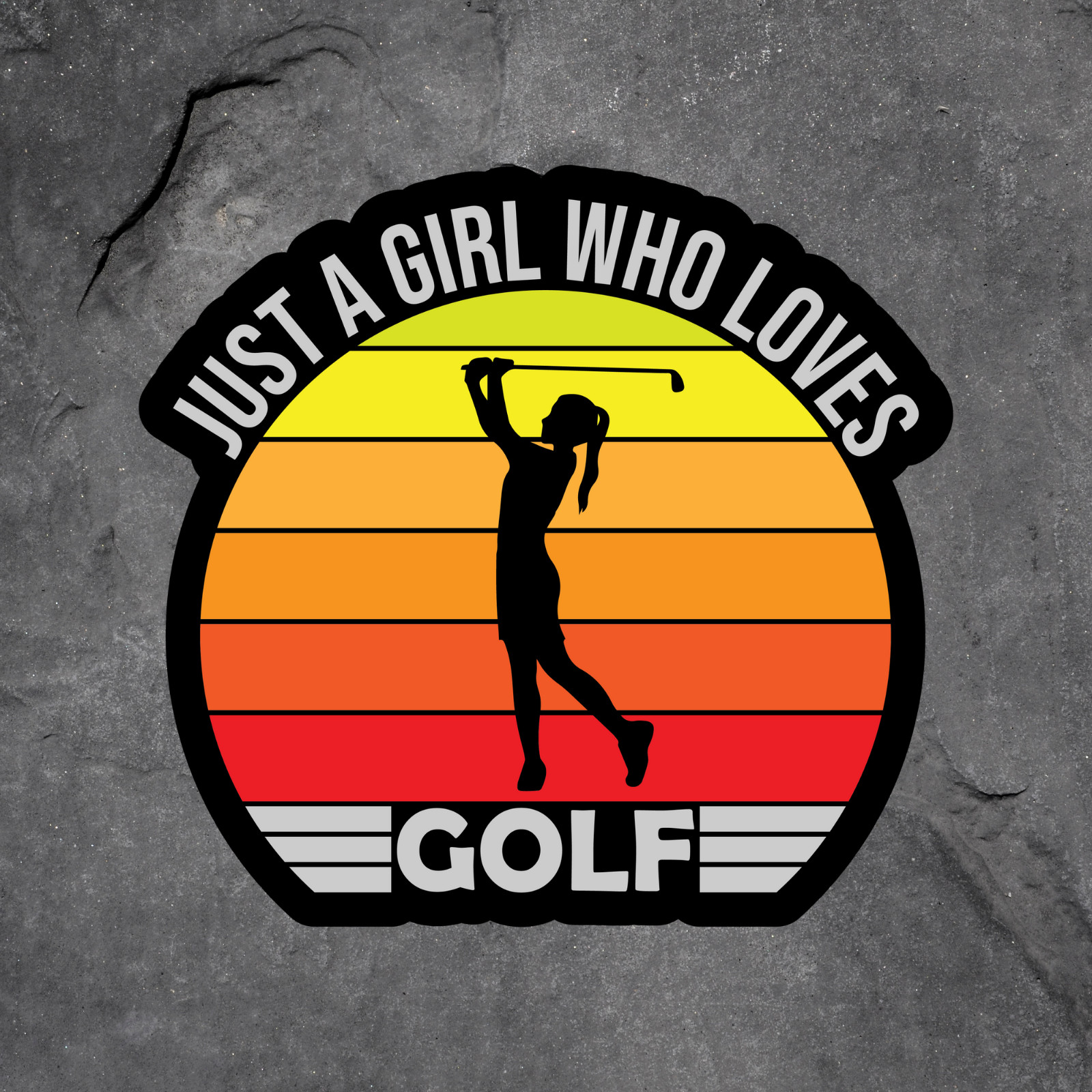 Golf sticker vinyl decal just a girl who loves golf retro sunset sports player