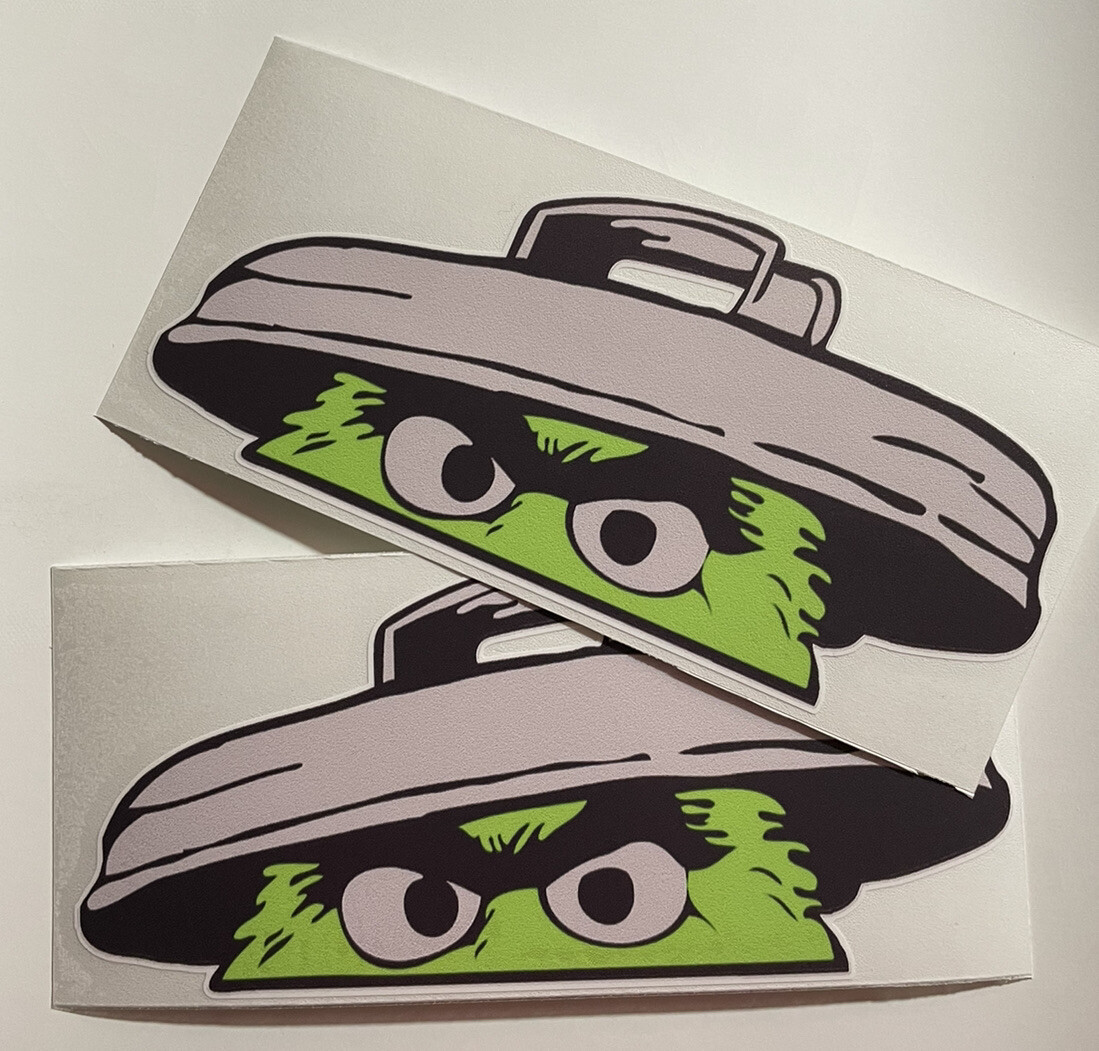 Pair JDM Drift Oscar The Grouch 7″ Wide Vinyl Decal Sticker Funny Car Truck Suv