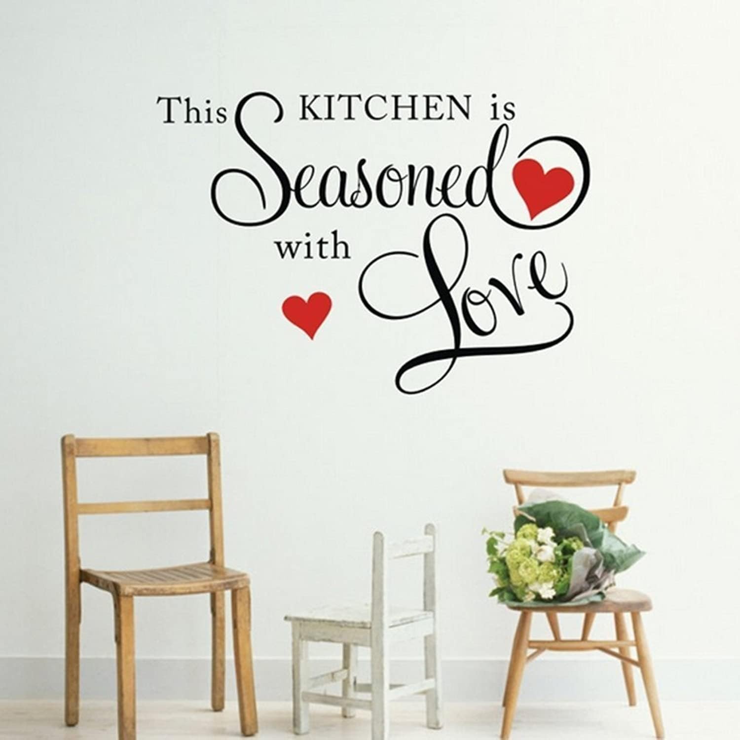 ‘Seasoned with Love’ Irregular Wall Decal – Stylish Black Art for Your Kitchen